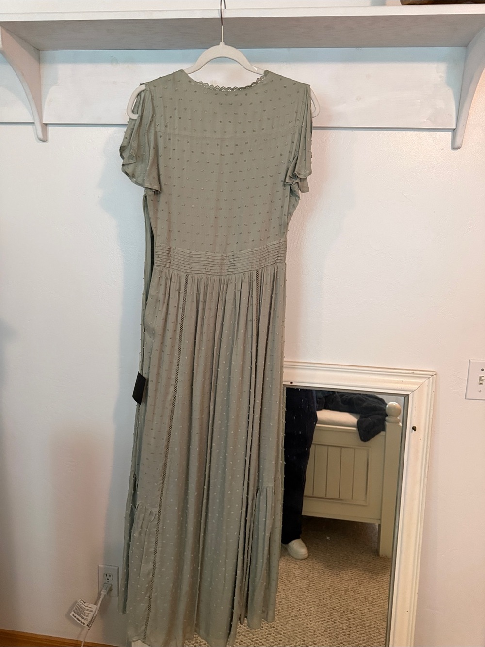 Lulu's Sage Green Maxi Dress with Pintuck & Dot Texture - Picture 5 of 5